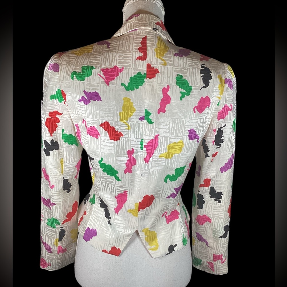 Vintage 80’s David Hayes Silk Abstract Blazer. B30 - Picture 3 of 15
